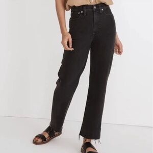 Madewell Vintage Straight high waisted jeans raw hem gray black size 28